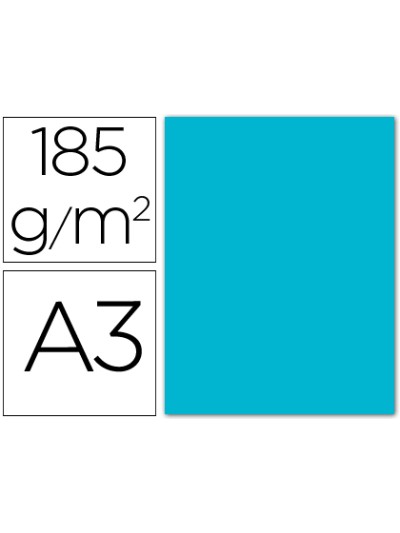 Cartulina guarro din a3 azul turquesa 185 gr paquete 50 hojas
