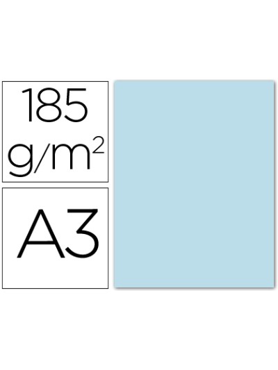 Cartulina guarro din a3 azul cielo 185 gr paquete 50 hojas