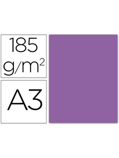 Cartulina guarro din a3 violeta 185 gr paquete 50 hojas