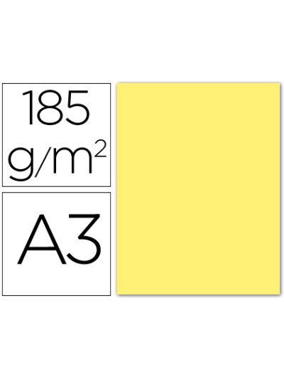 Cartulina guarro din a3 amarillo 185 gr paquete 50 hojas