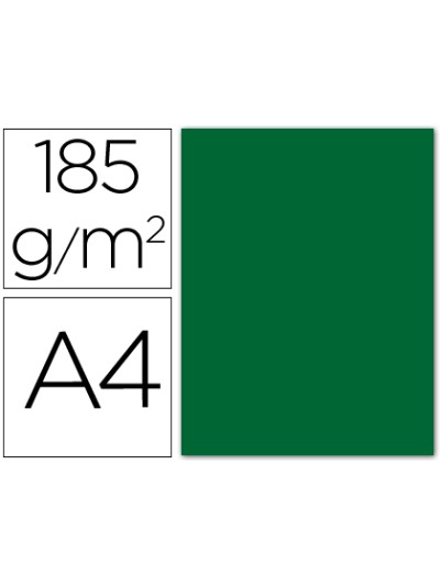 Cartulina guarro din a4 verde abeto 185 gr paquete 50 hojas