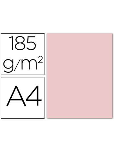Cartulina guarro din a4 rosa 185 gr paquete 50 hojas