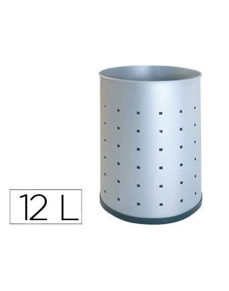 Papelera metalica 101-r plateada pintada perforada 315x215 mm