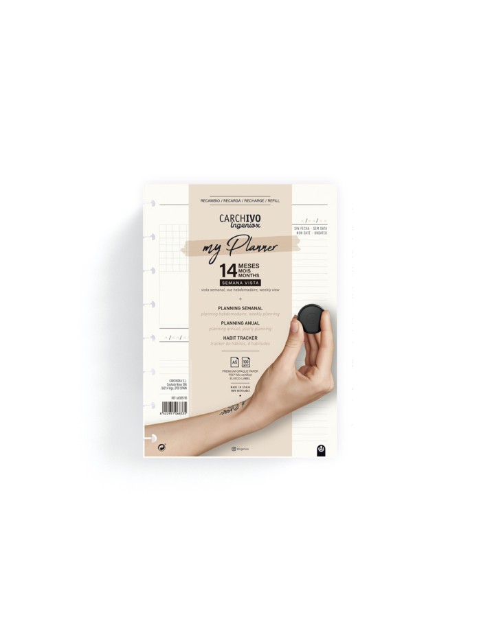 Recambio carchivo ingeniox planner a5 perpetuo 14 meses 144 paginas Recambio carchivo ingeniox planner a5 perpetuo 14 meses 144 paginas