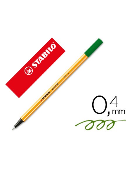 Rotulador stabilo punta de fib ra point 88 verde oliva punta fina 0,4mm