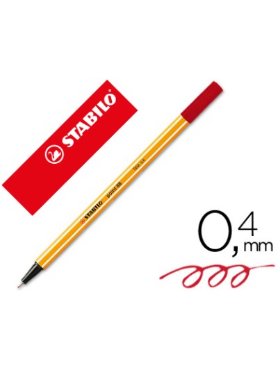Rotulador stabilo punta de fib ra point 88 carmin punta fina 0,4mm