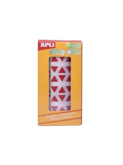 Gomets autoadhesivos triangulares 21x21x21 mm rojo rollo de 2832 unidades