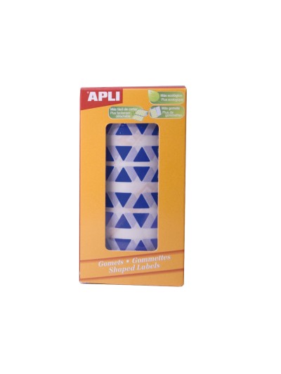 Gomets autoadhesivos triangulares 21x21x21 mm azul rollo de 2832 unidades