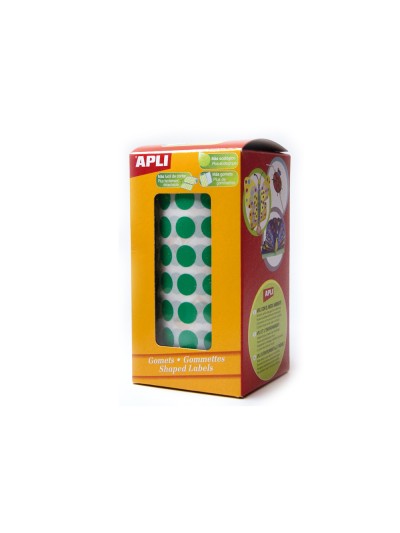 Gomets autoadhesivos circulares 20mm verde rollo de 1770 unidades