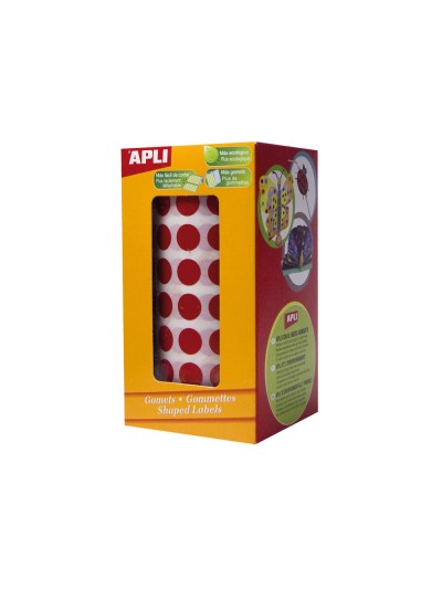 Gomets autoadhesivos circulares 20mm rojo rollo de 1770 unidades