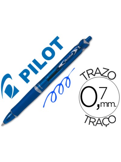 Boligrafo pilot acroball azul tinta aceite punta de bola de 1,0mm retractil