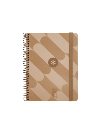 Agenda espiral antartik pattern a6+ 2025 semana vista color rosa nude papel 80gr