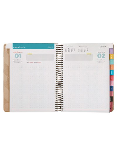 Agenda espiral antartik pattern a5+ 2025 dia pagina color rosa nude papel 80 gr