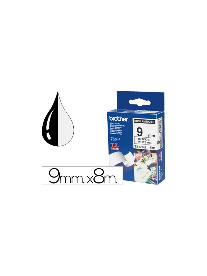 Cinta brother tzen231 negro sobre blanco 9 mm no laminada Cinta brother tzen231 negro sobre blanco 9 mm no laminada