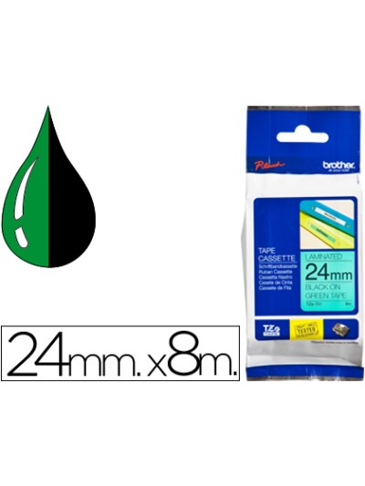 Cinta brother tze751 verde-negro 24mm longitud 8 mt