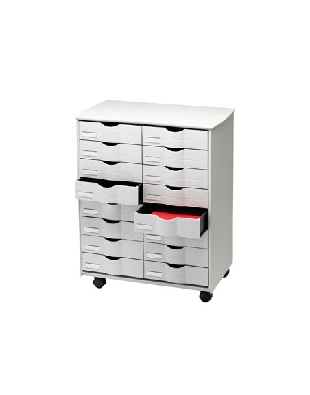 Mueble auxiliar paperflow para oficina negro 16 cajones en 2 columnas gris5x382 71,5x58x34,3 cm