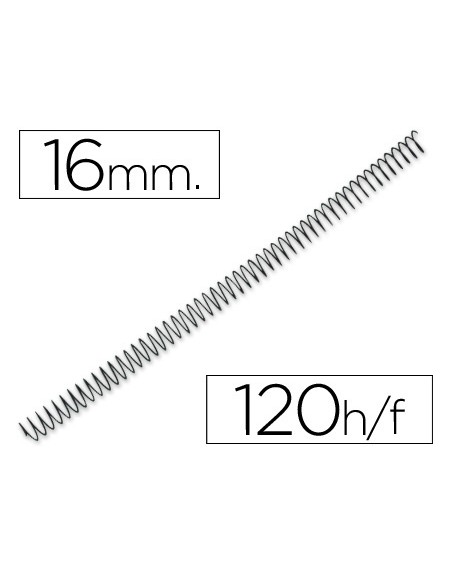 Espiral metalico yosan negro paso 64 5:1 16 mm calibre 1,20 mm