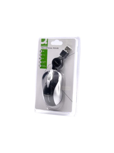 Raton q-connect mini optico 800 dpi retractil usb 1,5 ghz negro