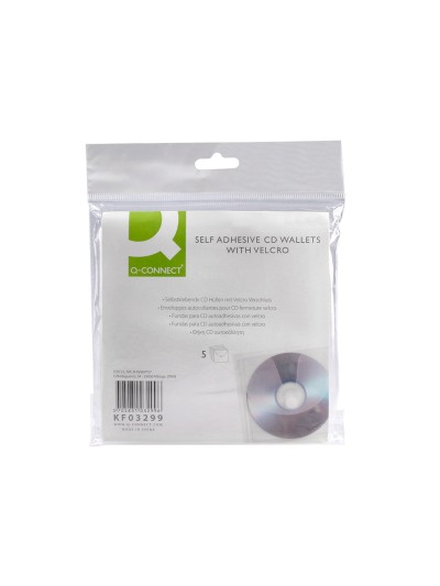 Sobre para cd q-connect polipropileno autoadhesivo convelcro-bolsa con 5 unidades-