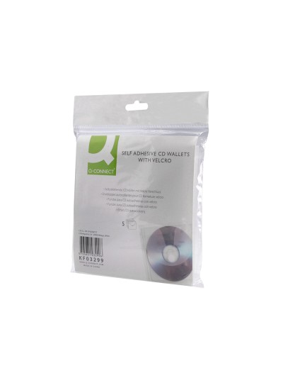 Sobre para cd q-connect polipropileno autoadhesivo convelcro-bolsa con 5 unidades-