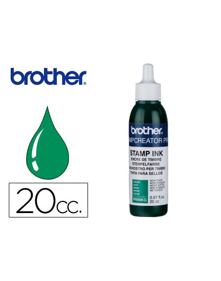 Tinta brother para sellos automaticos color verde bote de 20 cc
