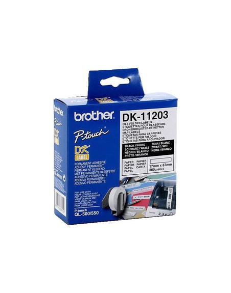 Etiqueta adhesiva brother dk11203 -tamaño 17x87 mm para impresoras de etiquetas ql -300 etiquetas-