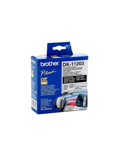 Etiqueta adhesiva brother dk11203 -tamaño 17x87 mm para impresoras de etiquetas ql -300 etiquetas-