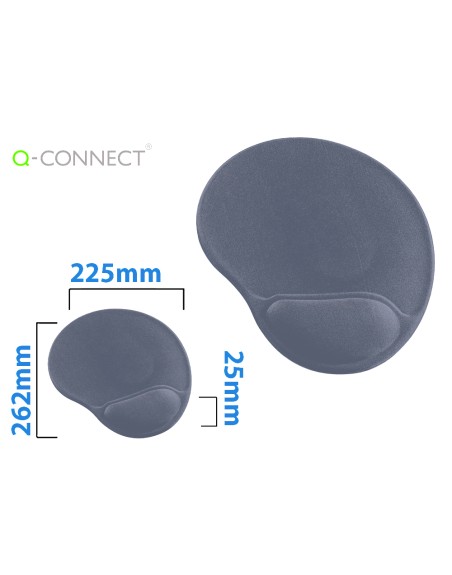 Alfombrilla para raton q-connect con reposamuñecas ergonomica de gel gris oscuro 262x225x25 mm