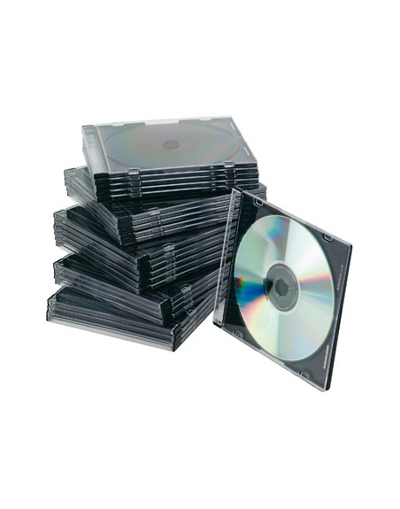 Caja de cd q-connect slim -con interior negro -pack de 25 unidades