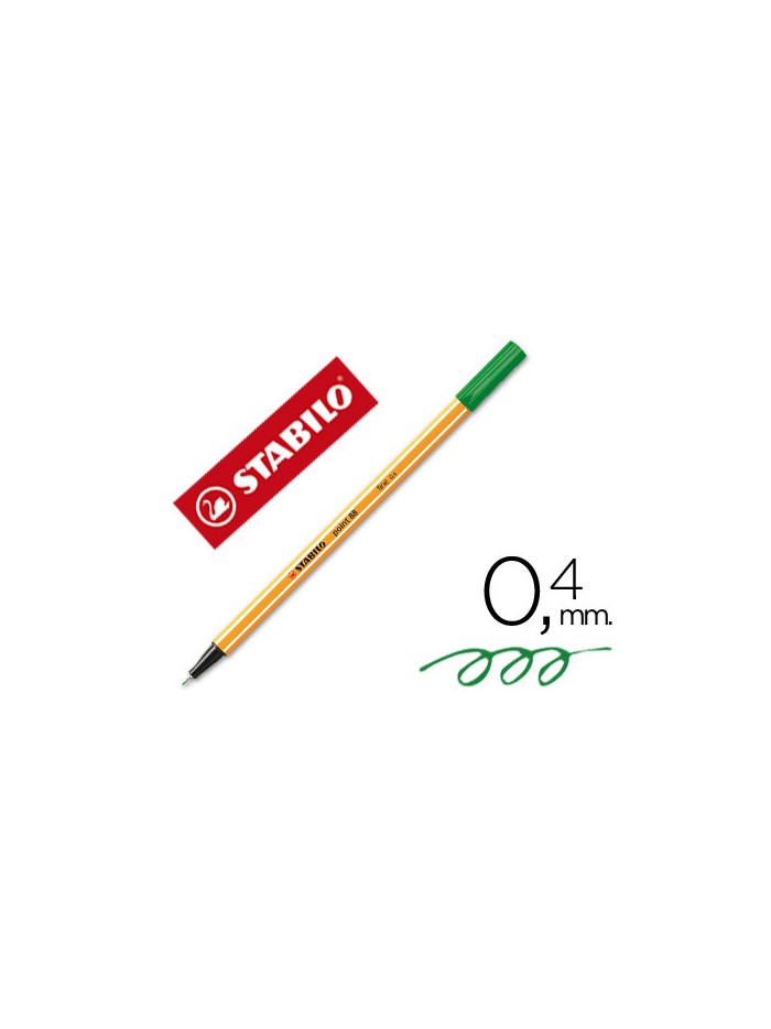 Rotulador stabilo punta de fib ra point 88 verde hoja punta fina 0,4mm Rotulador stabilo punta de fib ra point 88 verde hoja punta fina 0,4mm