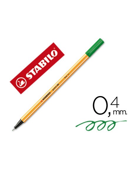 Rotulador stabilo punta de fib ra point 88 verde hoja punta fina 0,4mm
