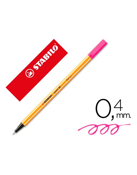 Rotulador stabilo punta de fib ra point 88 rosa punta fina 0,4mm