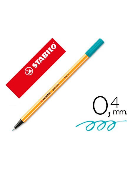 Rotulador stabilo punta de fib ra point 88 azul turquesa punta fina 0,4mm