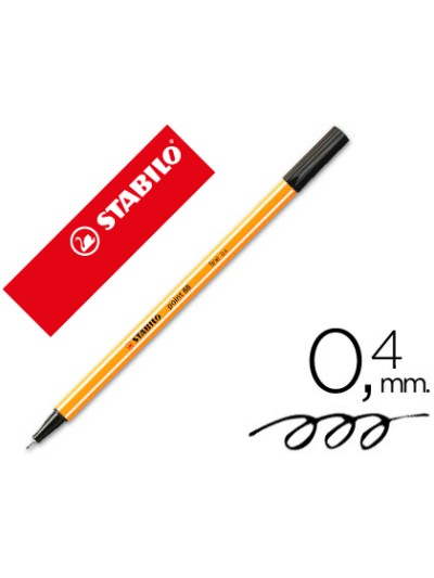 Rotulador stabilo punta de fib ra point 88 negro punta fina 0,4mm
