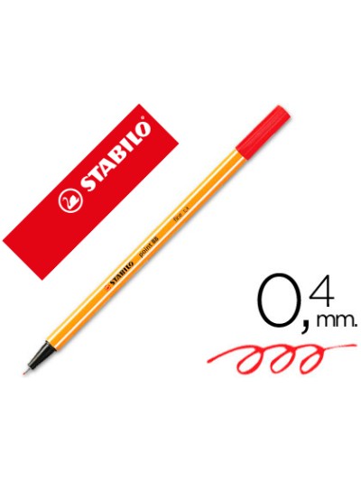 Rotulador stabilo punta de fib ra point 88 rojo punta fina 0,4mm