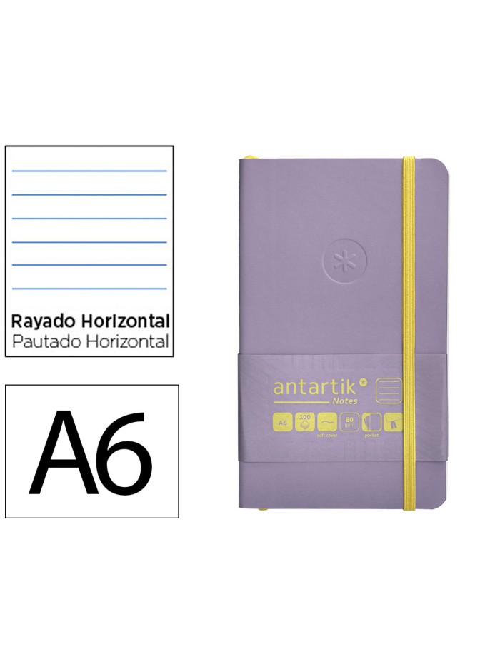 Cuaderno con gomilla antartik notes tapa blanda a6 rayas morado y amarillo 100 hojas 80 gr fsc Cuaderno con gomilla antartik notes tapa blanda a6 rayas morado y amarillo 100 hojas 80 gr fsc