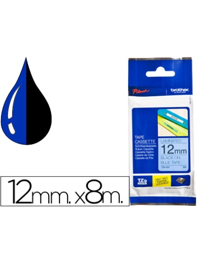 Cinta brother tze531 azul-negro 12mm longitud 8 mt