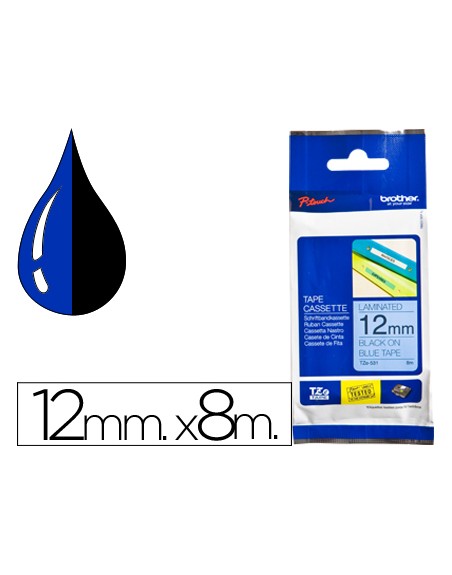 Cinta brother tze531 azul-negro 12mm longitud 8 mt