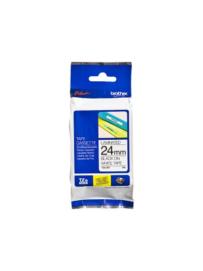 Cinta brother tze-251 blanco-negro 24mm longitud 8 mt