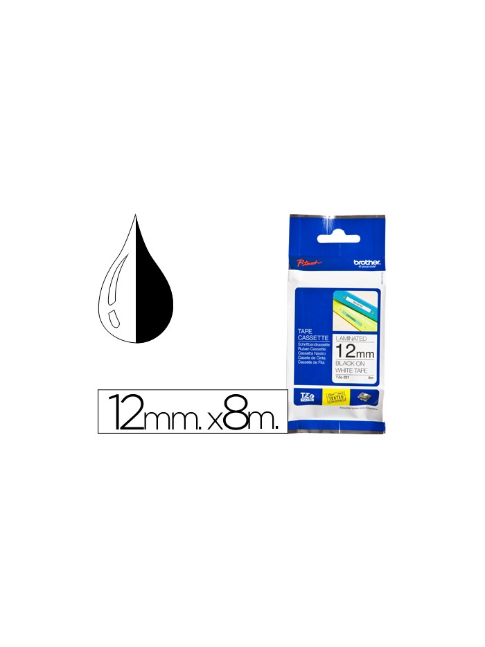 Cinta brother tze-231 blanco-negro 12mm longitud 8 mt Cinta brother tze-231 blanco-negro 12mm longitud 8 mt