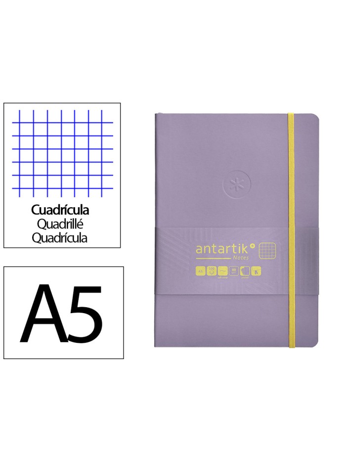 Cuaderno con gomilla antartik notes tapa blanda a5 hojas cuadricula morado y amarillo 80 hojas 80 gr fsc Cuaderno con gomilla antartik notes tapa blanda a5 hojas cuadricula morado y amarillo 80 hojas 80 gr fsc