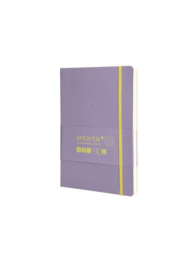 Cuaderno con gomilla antartik notes tapa blanda a5 hojas cuadricula morado y amarillo 80 hojas 80 gr fsc