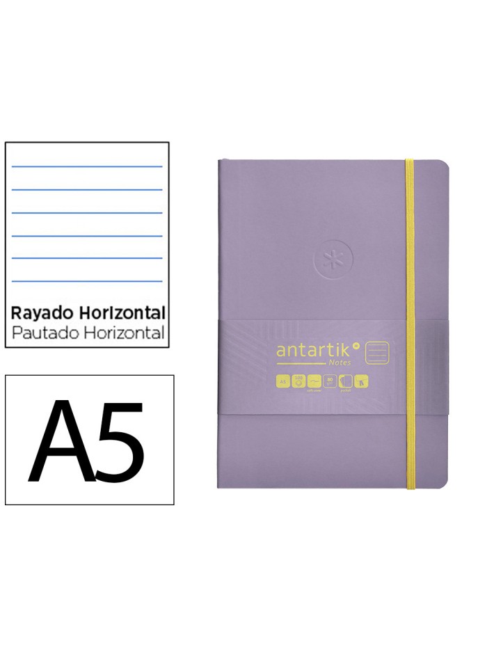 Cuaderno con gomilla antartik notes tapa blanda a5 hojas rayas morado y amarillo 80 hojas 80 gr fsc Cuaderno con gomilla antartik notes tapa blanda a5 hojas rayas morado y amarillo 80 hojas 80 gr fsc