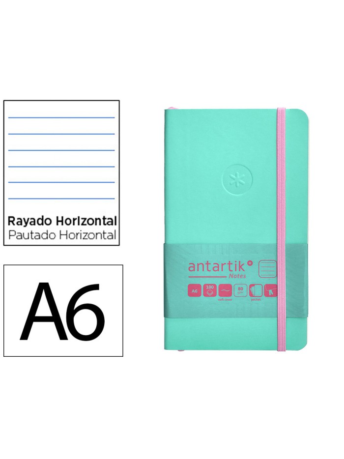 Cuaderno con gomilla antartik notes tapa blanda a6 rayas rosa y turquesa 100 hojas 80 gr fsc Cuaderno con gomilla antartik notes tapa blanda a6 rayas rosa y turquesa 100 hojas 80 gr fsc