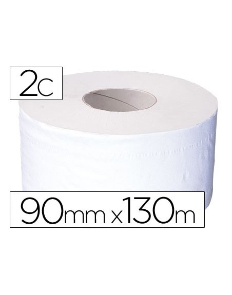 Papel higienico jumbo 2 capas celulosa pura rollo de 91 mt para dispensador 925