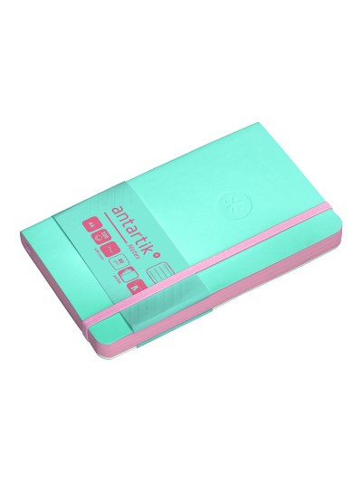 Cuaderno con gomilla antartik notes tapa blanda a6 rayas rosa y turquesa 100 hojas 80 gr fsc