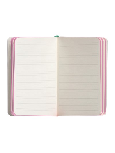 Cuaderno con gomilla antartik notes tapa blanda a6 rayas rosa y turquesa 100 hojas 80 gr fsc