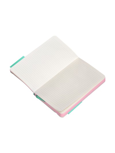 Cuaderno con gomilla antartik notes tapa blanda a6 rayas rosa y turquesa 100 hojas 80 gr fsc