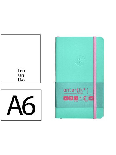Cuaderno con gomilla antartik notes tapa blanda a6 hojas lisas rosa y turquesa 100 hojas 80 gr fsc