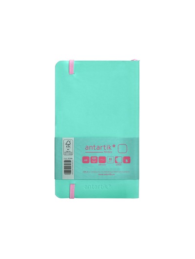 Cuaderno con gomilla antartik notes tapa blanda a6 hojas lisas rosa y turquesa 100 hojas 80 gr fsc
